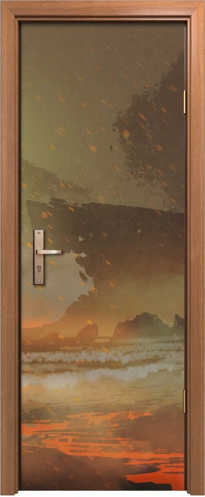 Türposter 70x200 cm Türaufkleber Türtapete Türfolie Klebefolie Astronaut und Planeten mit Vulkanen