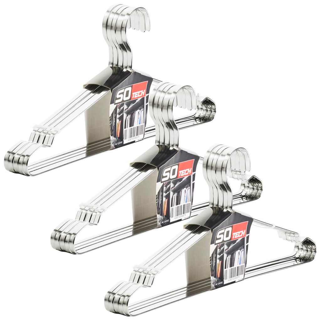SOTECH Design Kleiderbügel Edelstahl 450 x 193 mm – mit Haken, Garderobenbügel (15er Set)