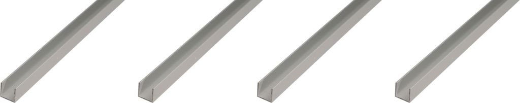 Alberts 4 x U-Profil, Aluminium, 10 x 22 x 10 x 1,5 mm, Länge 2 m, silberfarbig eloxiert