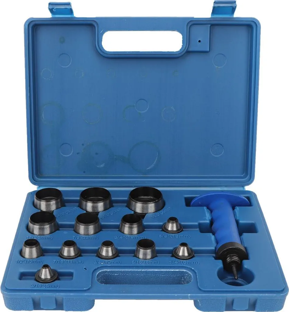 Outils pour percer le cuir : set de 14 poinçons creux 5-35 mm et boîte