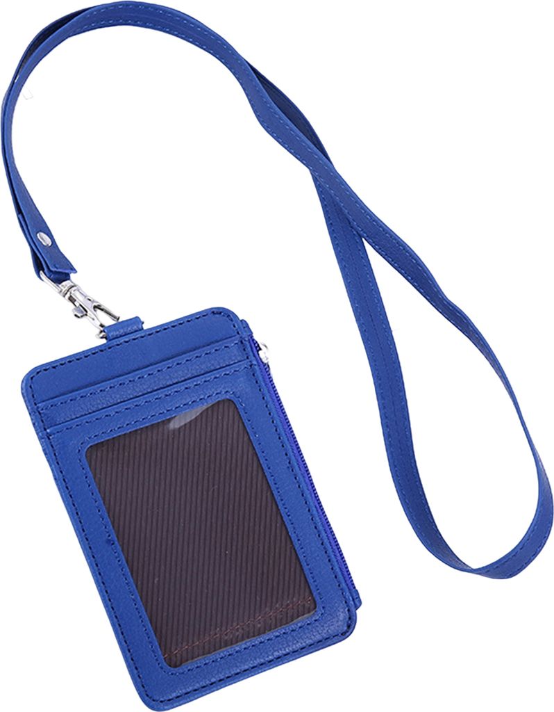 2-in-1-Ausweishalter mit Umhängeband, transparentem Fenster, 5 Kartenfächern, Kunstleder, einfarbig, multifunktionales Mitarbeiter-Ausweis-Etui, ...