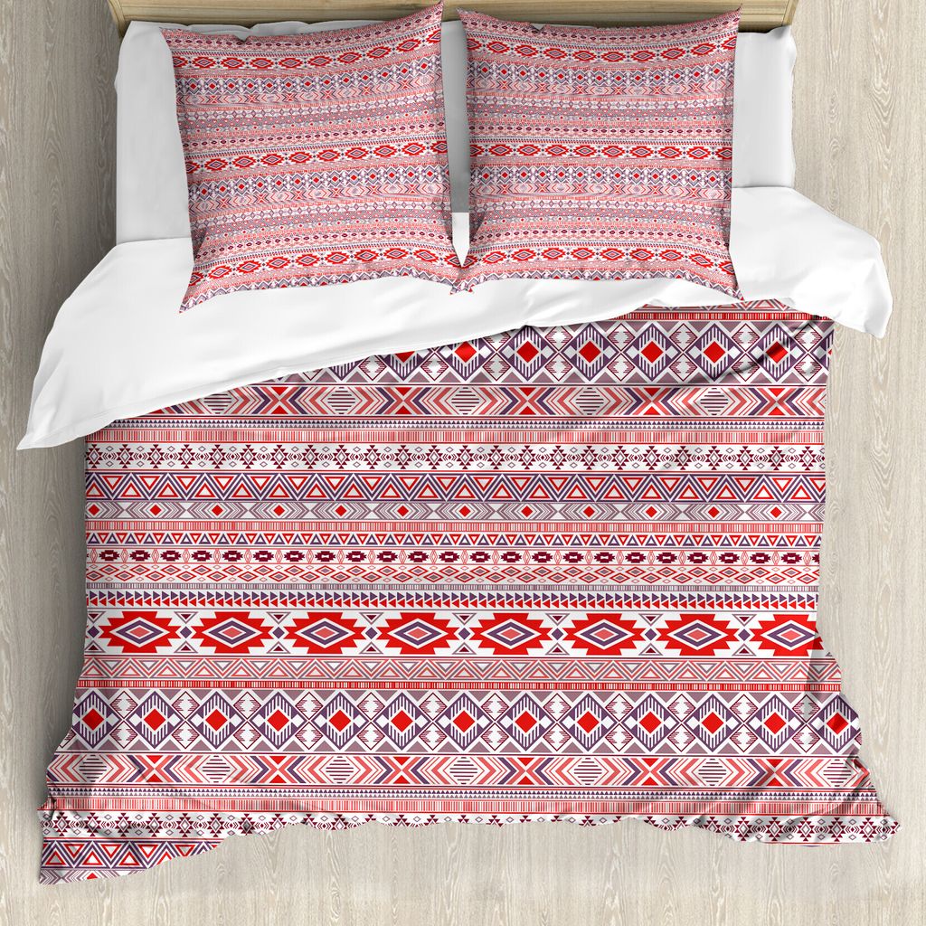 ABAKUHAUS aztekisch Bettbezug Set für Einzelbetten, Repetitive Abstrakt ethnische, Milbensicher Allergiker geeignet mit Kissenbezug, 155 cm x 220 ...