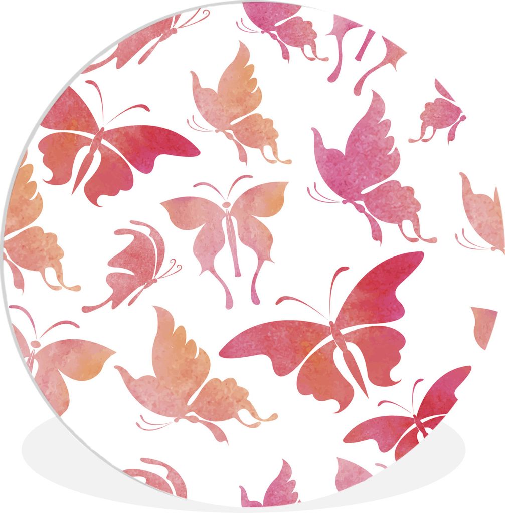 MuchoWow Rundes Wandbild - Runde Bilder Schmetterling - Farbe - Aquarell Ø 30 cm Kreis Wanddekoration Kunststoff - Wandkreis - Wandschmuck - Sch...