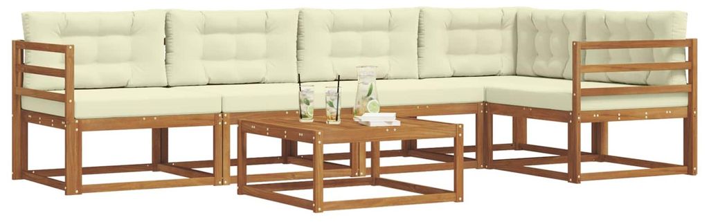 Hochwertigen Möbel Outdoor-Sofa garnitur moderne - Balkonmöbel/Gartenlounge-Set - robust und langlebig - mit Kissen 6 pcs Natur und Creme - Garte...