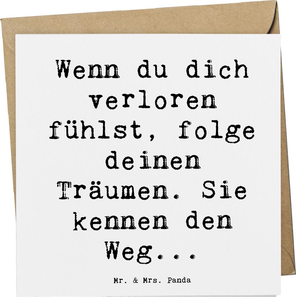Mr. & Mrs. Panda Grußkarte Spruch Selbstzweifel und Träume - Weiß - Geschenk, anlasskarte, positive Gedanken, Gefühl, Zitat, Glückwunschkarte,...