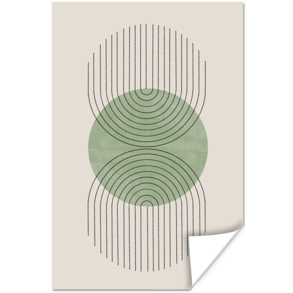 MuchoWow Poster Kreis - Linien - Abstrakt - Grün 20x30 cm - Papierdruck