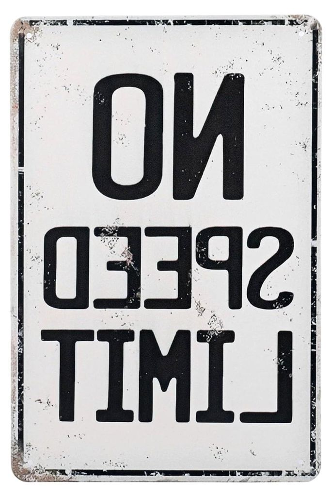Schild Geschwindigkeitsbegrenzung, 30x20cm Vintage-Metallschild für Garage, Männerhöhle, Jungenzimmer, Automobilkunst, Rennwagen-Thema, Schlafzi...