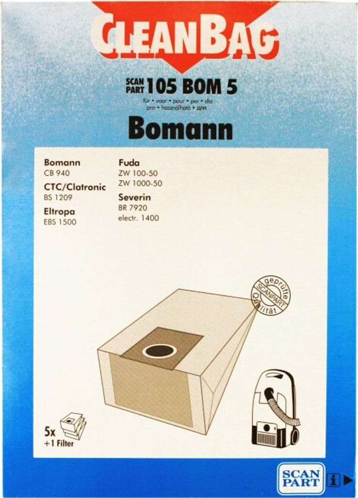 CleanBag Staubsaugerbeutel 105BOM5 für Bomann