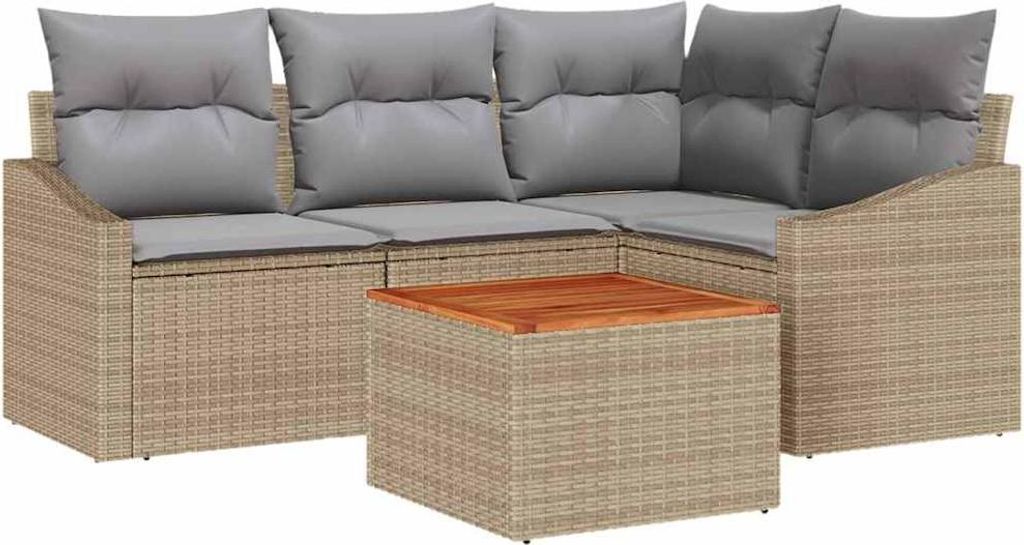 "WINTER SALE" Gartensofa-set - elegantes Design - Sitzgruppe mit Sofa, Tisch - mit Kissen 5 pcs Beige Poly-Rattan - Terassenmöbel NeuMöbel467065