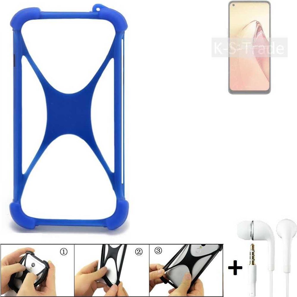 Handy Hülle kompatibel mit Oppo Reno8 Bumper Schutzhülle Silikon Schutz Hülle Cover Case Silikoncase Silikonbumper TPU Softcase Smartphone, Blau