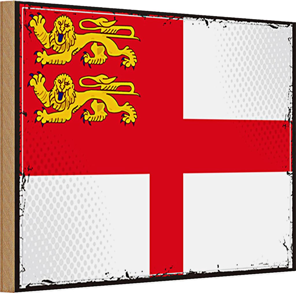 Holzschild Flagge Sark 30x20cm Retro Flag of Sark
