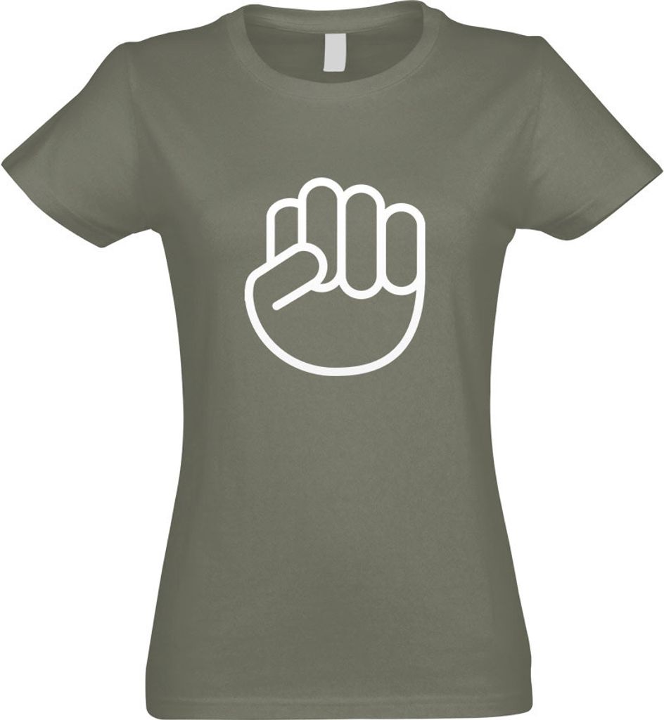 Kiwistar - T-Shirt tailliert - Damen - Olive - The Shocker Fist - mit Motiv Bedruckt - Funshirt Design - Sport - Freizeit - Damen - S