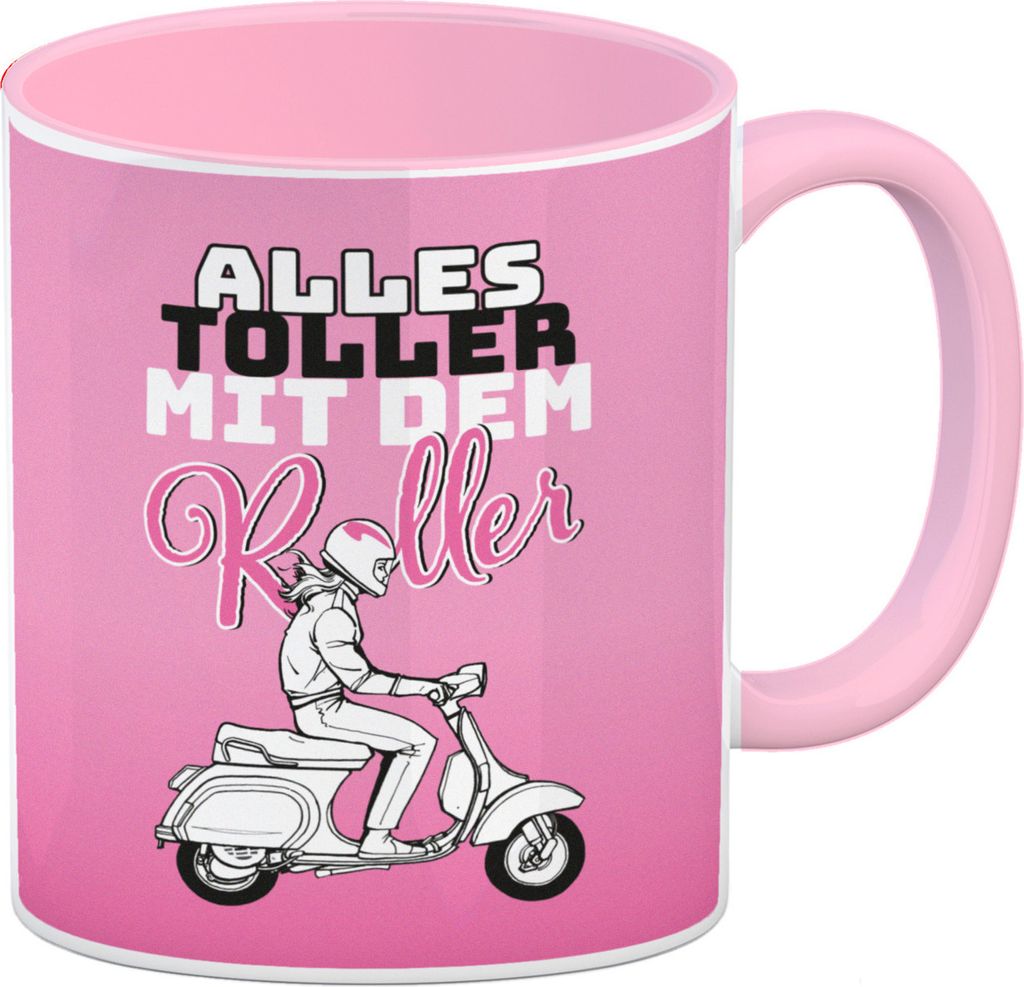 Alles toller mit dem Roller Kaffeebecher Rosa Das witzige Design des