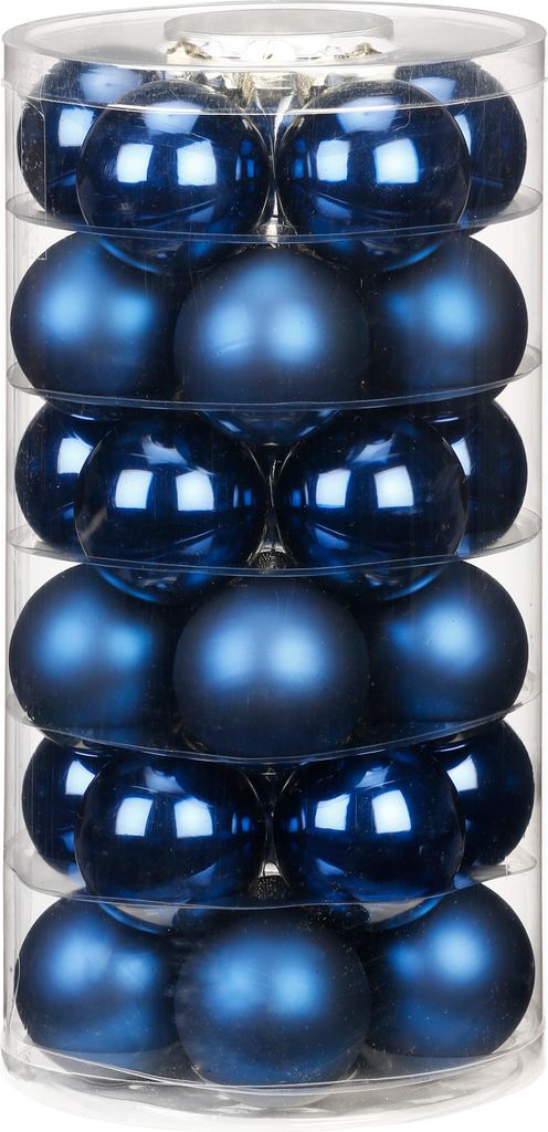 Weihnachtskugeln Glas 6cm Midnight Blue, 30 Stück Produktbild 