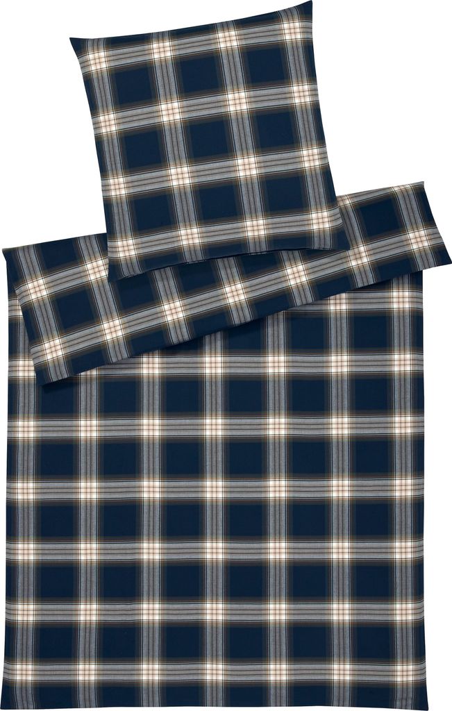 elegante Soft-Flanell-Bettwäsche-Garnitur Westminster Farbe Blau Größe 200x200+2x70x90