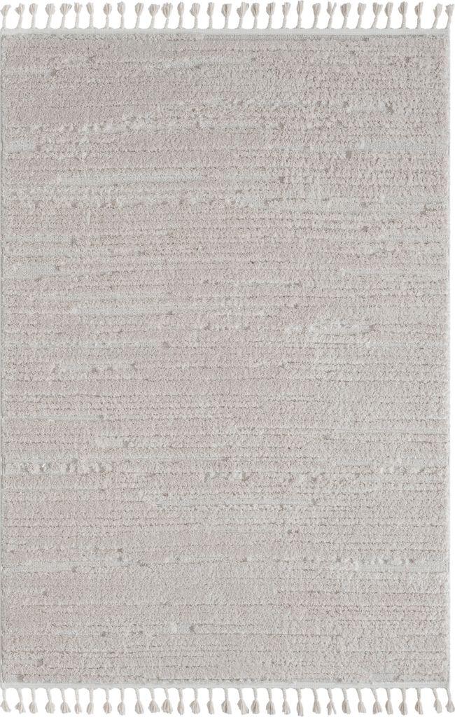 MY-RUG Teppich, Kurzflorteppich Meera, 200x140, Weiß, pflegeleicht, natürliche Farbe, Hoch-Tief-Design, Rechteckig