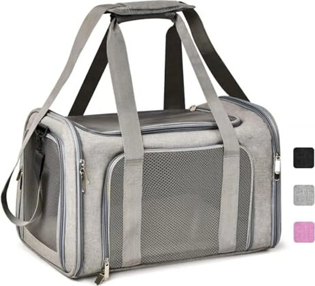 Trasportino Lohofrnny 50x34x34cm - Borsa Cane e Gatto Grigia Pieghevole 8kg