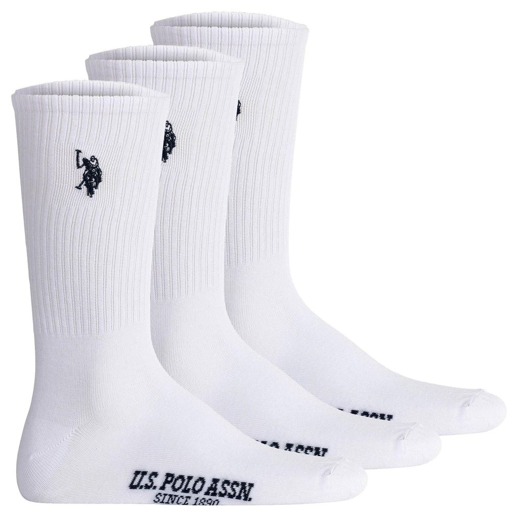 U.S. POLO ASSN. Herren Tennissocken, 3er Pack - Sportsocken, Logo, Baumwoll-Mix Weiß 39-42