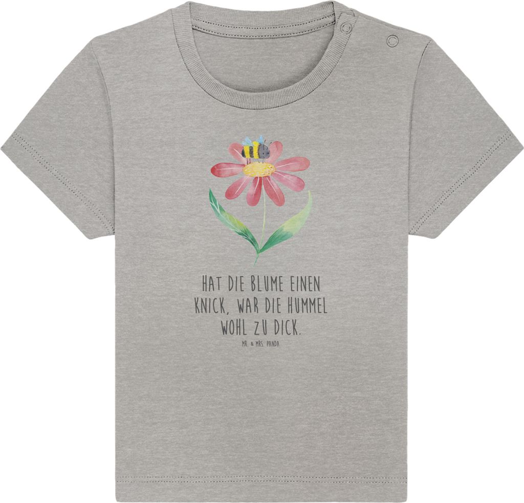Mr. & Mrs. Panda T-Shirt Hummel Blume 6. - 12. Monat - Heather Grey - Geschenk, Babyshirt, Baby Baumwollshirt, Natur, Biene, Kleinkind Shirt, Humme...
