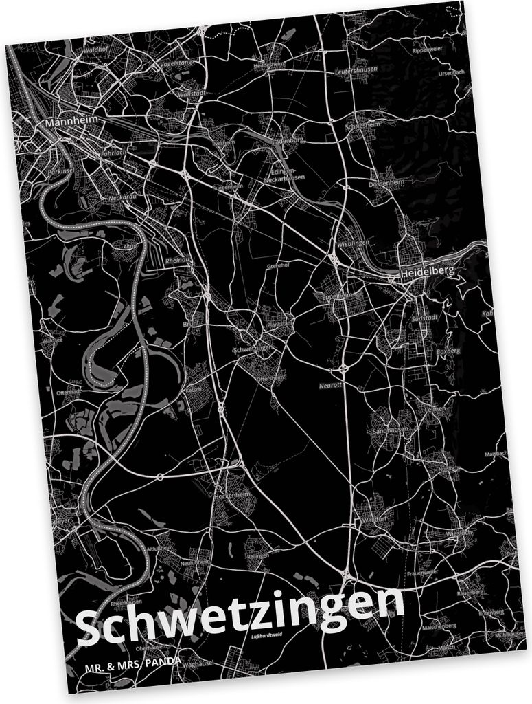 Mr. & Mrs. Panda Grußkarte Schwetzingen - Geschenk, Postkarte, Stadt, Ansichtskarten, Postkarten, Kunstkarten, Ansichtskarte, Dorf Karte Landkarte...