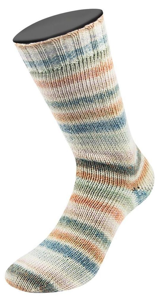 Lana Grossa - Cool Wool 4 Socks Print 7768 nougat natur hellgrau graugrün grünbeige lachs blassrosa blaugrau