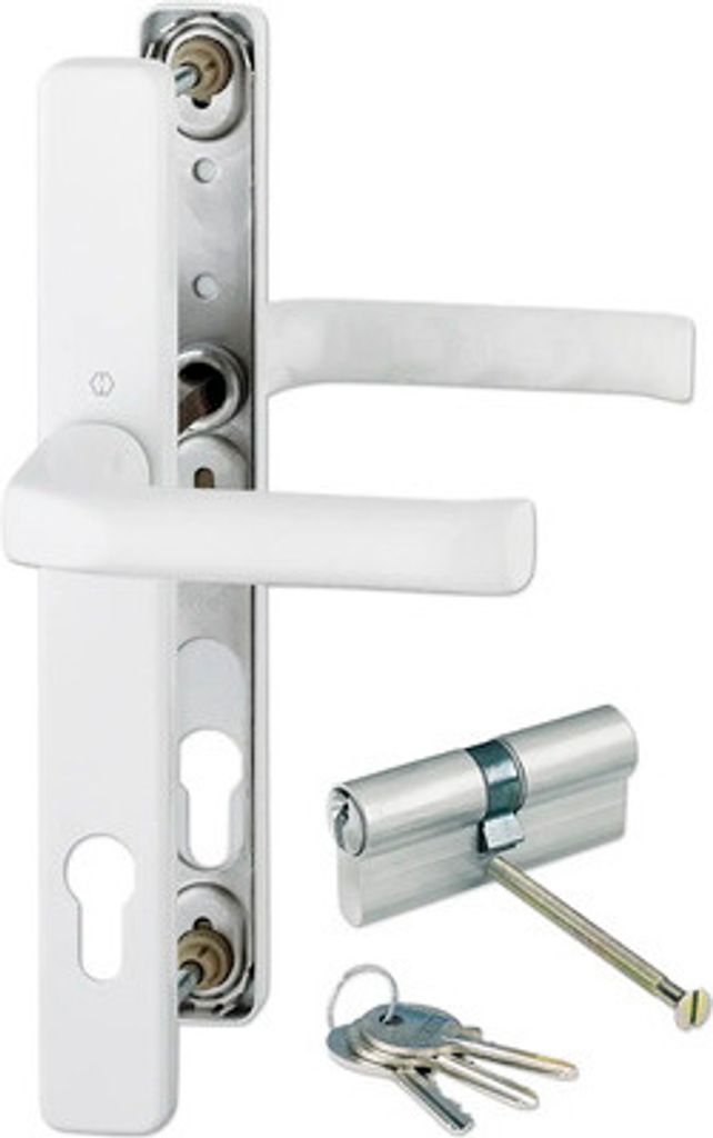 Schmalrahmengarnitur PZ Hoppe London 113/2246/KK Lochabstand 92 mm weiß inkl. Profilzylinder