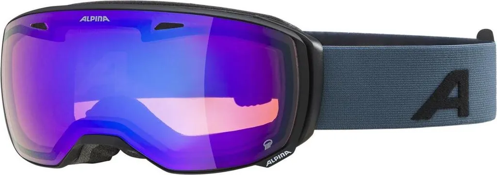 Masque de ski miroir bleu Estetica Q avec monture mat noir et bleu foncé