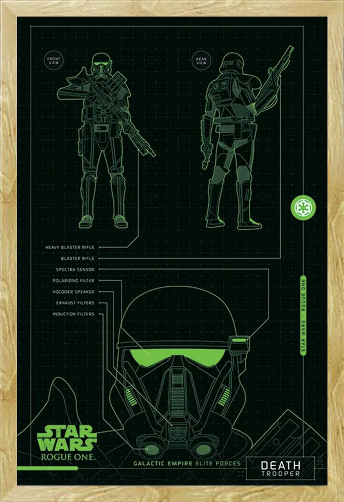 Cadre Shinsuke Hêtre avec Affiche Star Wars Death Trooper Plans Acrylique