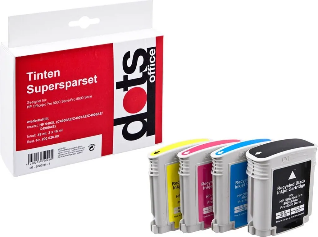Cartouches dots 1715 4005 remplace HP 940XL - Encre Premium BK/C/M/Y XL