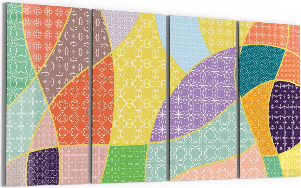 DEQORI Glasbild Echtglas 4x30x60 cm 'Bunte Musterwelt' Wandbilder XXL groß
