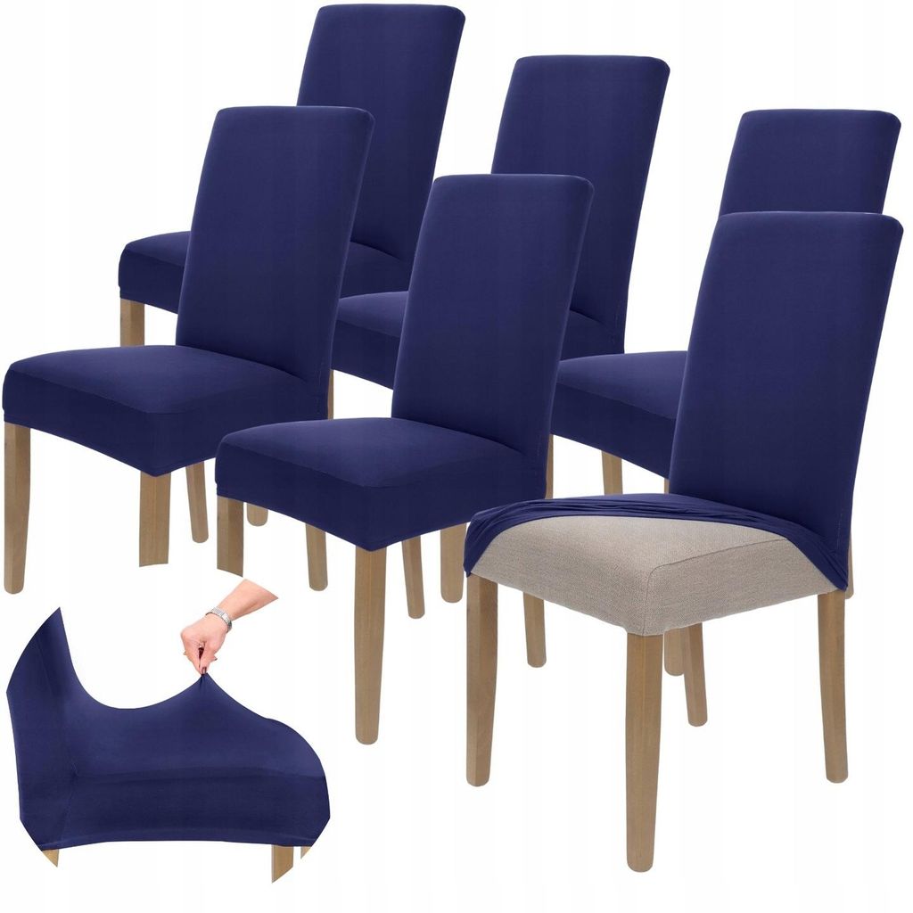 Stuhlhusse 6er Pack - Dunkelblau - Universal - Stretch - Produktbild 