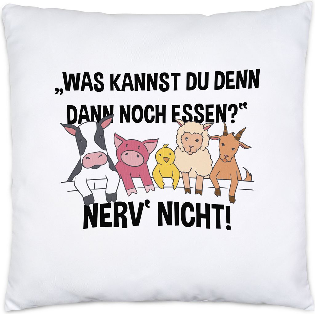 Vegan Vegetarier Lustige Kissen Inkl. Füllung Geschenkidee Plant-Based Tierwohl Nerv Nicht Fleischesser