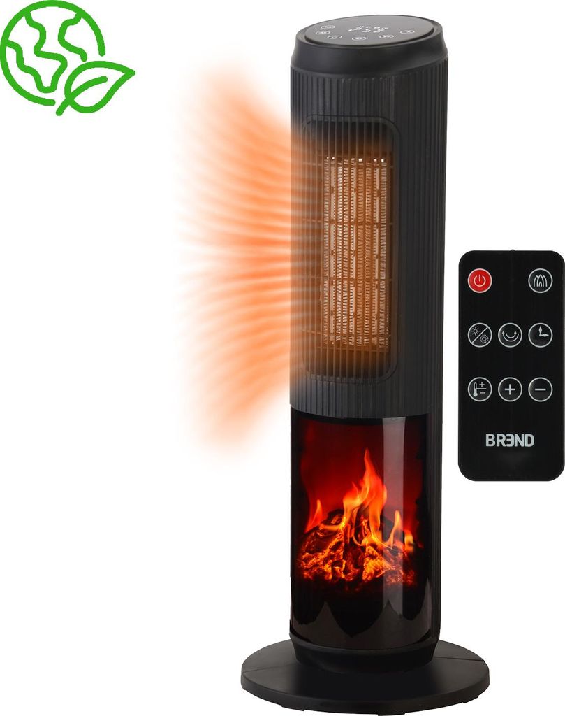 BREND BR-2222 Elektrischer Heizofen mit Kamin - Keramik - Schwarz