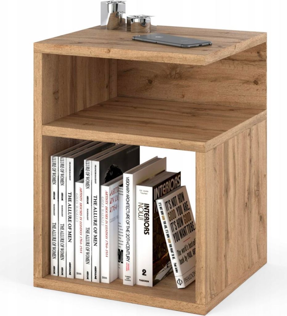 Moderne braune Nachttisch "SUSAN 705" – 30 x 32 cm, Eichenoptik, ohne Schublade