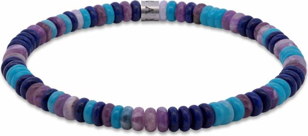 7FB-0809 - Frank 1967 - Herrenarmband - Perlenarmband - Hellblau, Dunkelgrün & Hellgrün - Farbe Silber