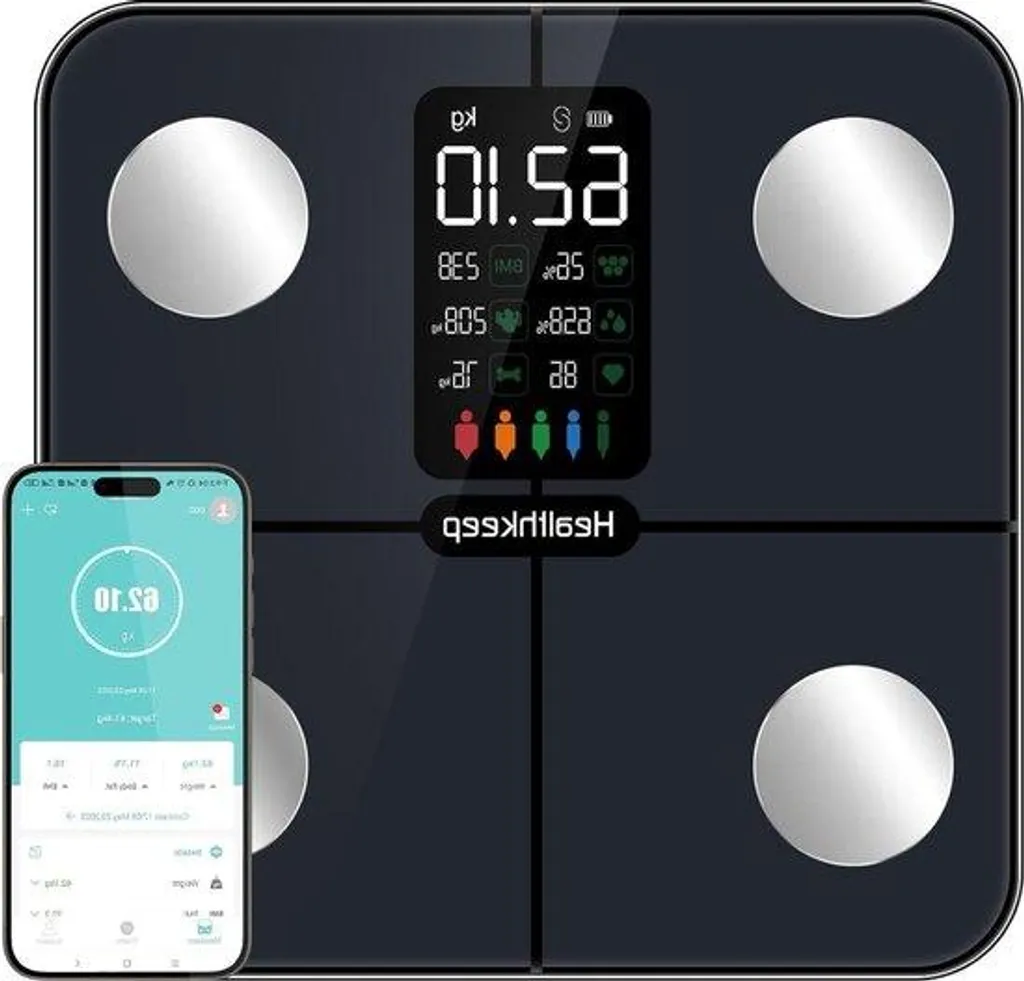 Pèse-personne intelligent avec écran VA et capteur cardiaque 180 kg