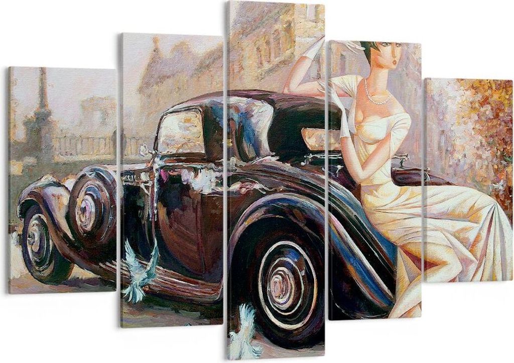Bild auf Leinwand - Leinwandbild - frau retro stil - 150x100cm - Wand Bild - Wanddeko - Wandbilder - Leinwanddruck - Bilder - Kunstdruck - Wanddeko...