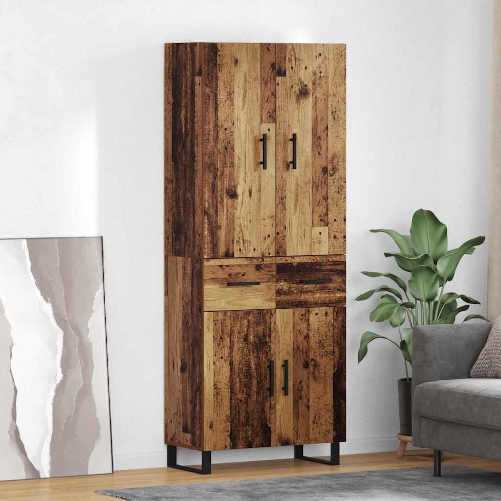 vidaXL Highboard mit Schubladen 2 pcs Altholz 69,5 x 34 x 180 cm