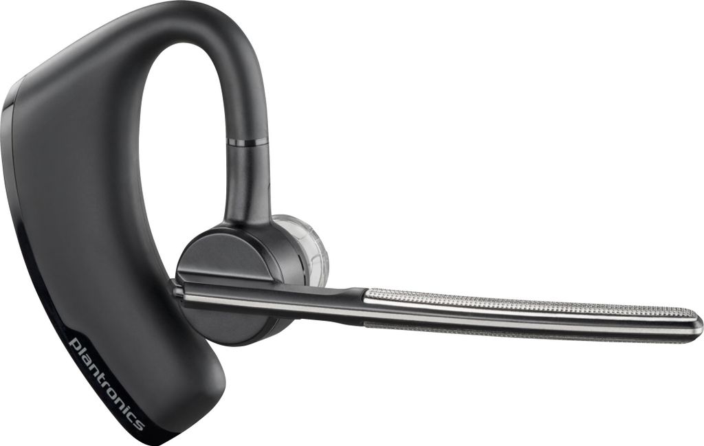 A black Plantronics Voyager Legend headset is shown against a white background.