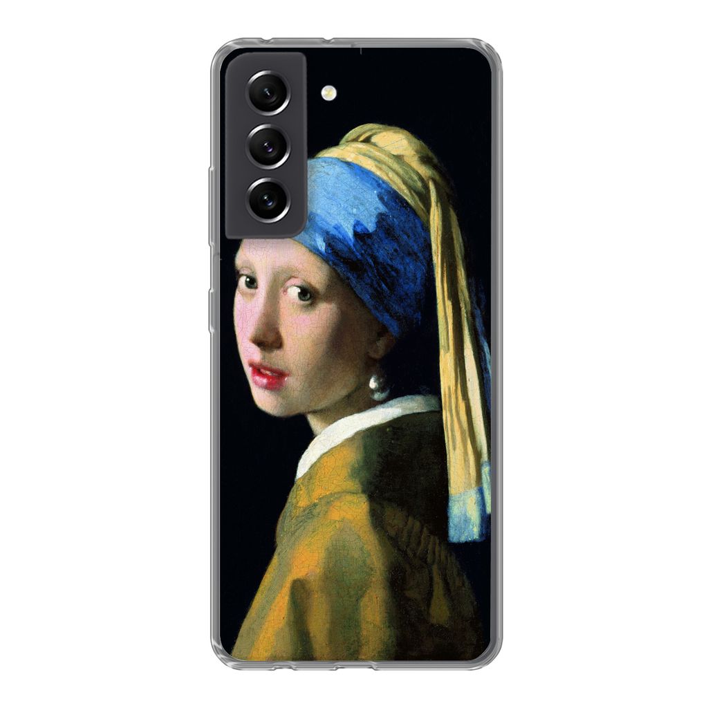 MuchoWow Handyhülle Schutzhülle Hülle für Samsung Galaxy S21 FE Das Mädchen mit dem Perlenohrring - Johannes Vermeer Silikon Softcase Handy ...