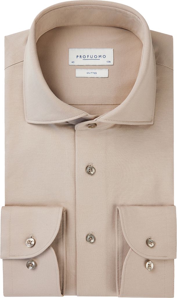 Profuomo Slim Fit Hemd beige gestrickt