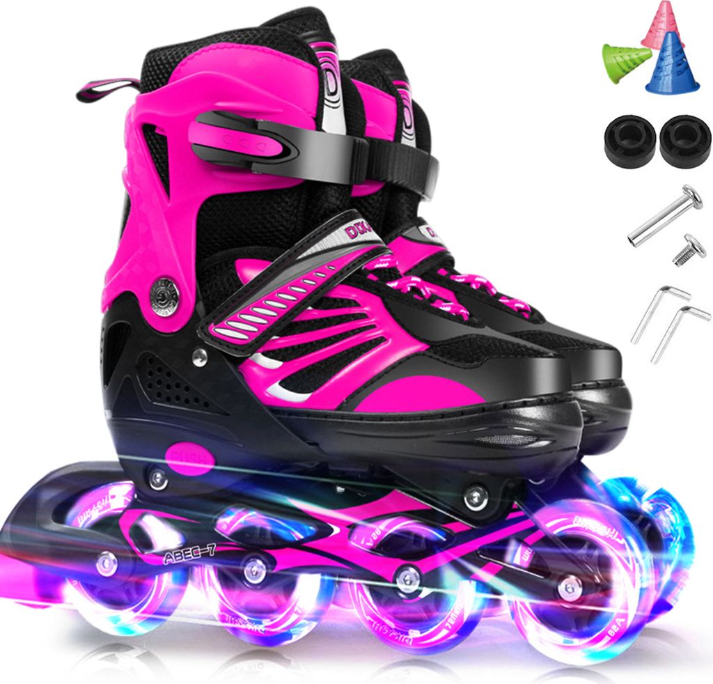 Kinder-Rollschuhe, verstellbare Größe acht Rollschuhe, Weihnachts- und Geburtstagsgeschenke für Mädchen und Jungen M:34-37