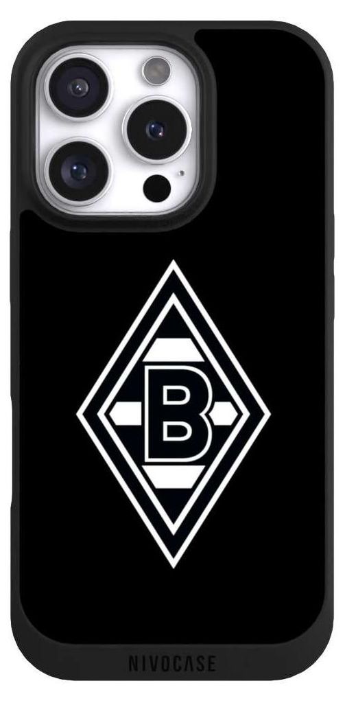 NIVOCASE Handyhülle für Apple iPhone 16 Pro Hülle NIVOpure Case Schwarz Borussia Mönchengladbach Gladbach Wappen