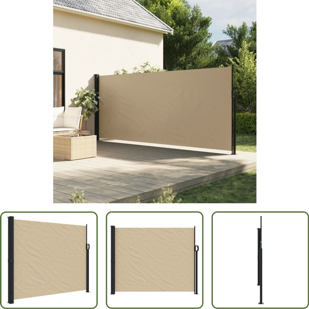 The Living Store Seitenmarkise Ausziehbar Beige 160x500 cm