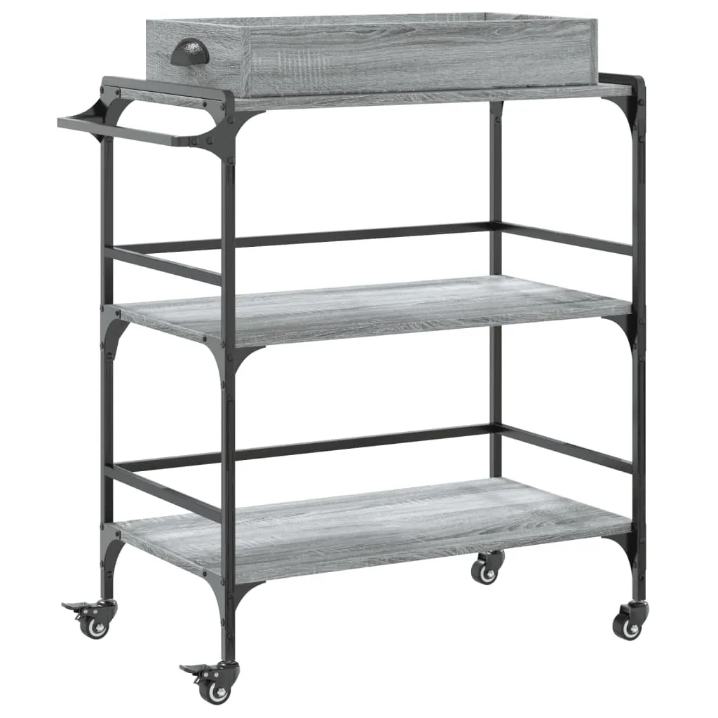 Carrello Portavivande Grigio Sonoma 81,5x41x92,5 cm per Casa e Cucina