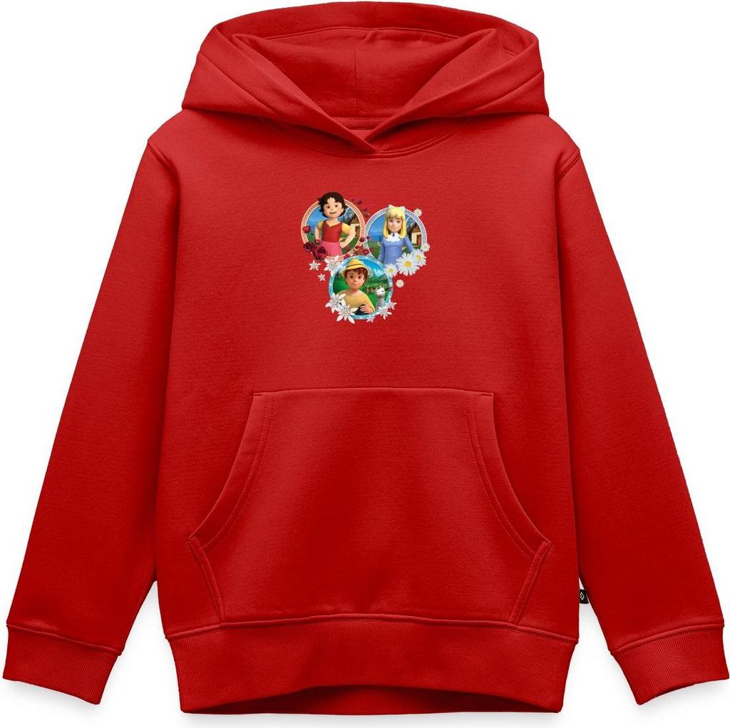 Spreadshirt Heidi Kacheln Zusammen Mit Peter Und Clara Freunde Kinder Premium Hoodie, 110/116 (4 Jahre), Rot