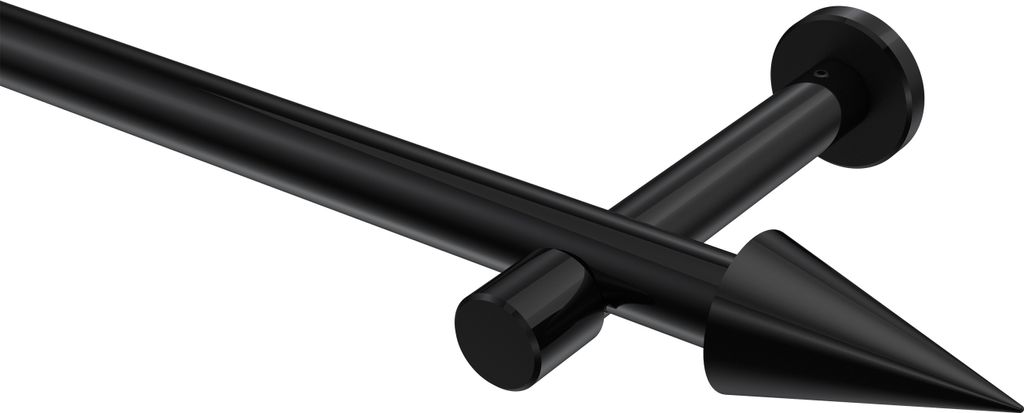 Interdeco Gardinenstange / Vorhangstange Schwarz, Typ Prestige Savio (Kegel) ohne Ringe, 20 mm Ø 1-läufig, 160 cm