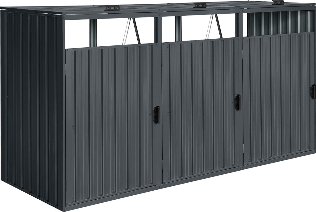 AXI Owen Mülltonnenbox aus Metall in Anthrazit | Mülltonnenverkleidung aus wetterfestem verzinktem Stahl mit Deckel für 3 Tonnen - 240L/720 L | ...
