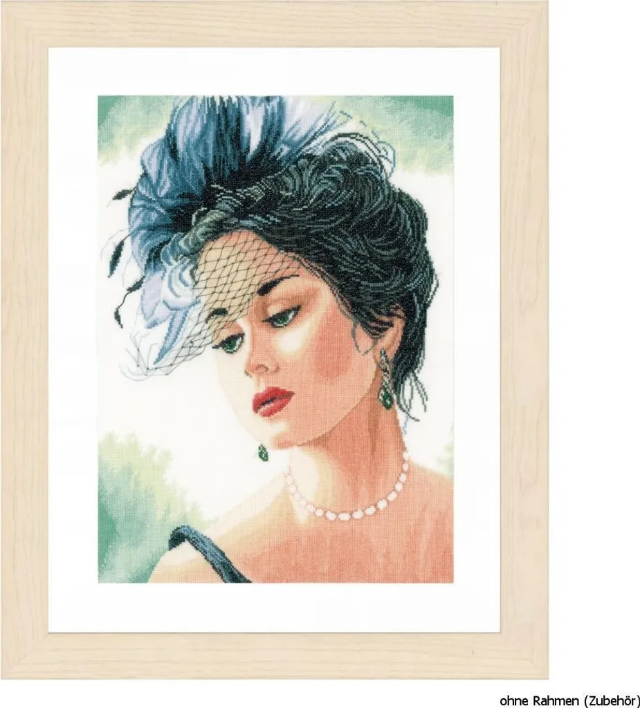 Kit broderie Lanarte Femme au chapeau de lin sur toile de lin 10 fils