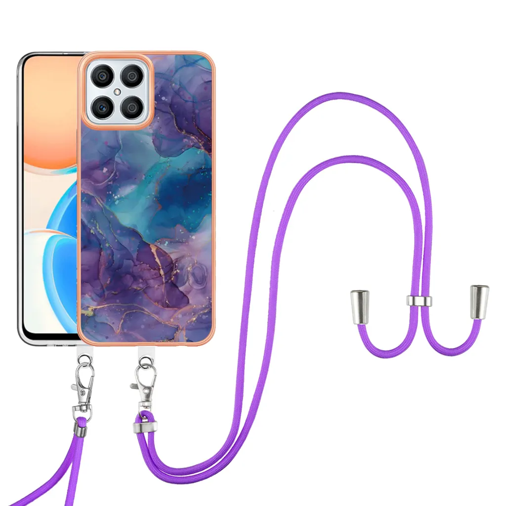 Custodia Honor X8 4G con Cinturino Viola: Cover TPU a Fantasia Robusta